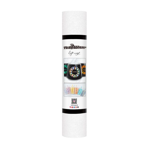 TECKWRAP White Permanent Glitter Vinyl – White Glitter Adhesive Vinyl Roll 1ft x 5ft, Shimmer Vinyl for DIY Crafts, Decals, Stickers teckwrap colour ppf
