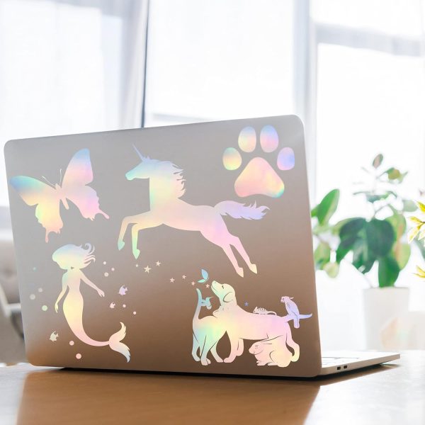 Clabby 36 Sheets Holographic Sticker Paper A4 Vinyl Holographic Laminate Sheets Self Adhesive Waterproof Transparent Film, 11.7 x 8.3 inches(Colorful)-3