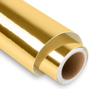 Lya Vinyl Mirror Gold Permanent Vinyl Roll 12" x 6FT Metallic Outdoor Permanent Vinyl for Cutting Machine - Adhesive Roll for Home Decor, Party Decoration, Mug, Window permanent resident card