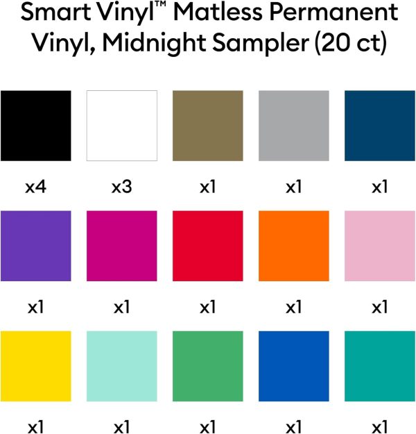 Cricut® Smart Vinyl™ Matless Permanent Vinyl, Colorful Sampler – 13 in x 12 in (20 ct) permanently close your payments profile