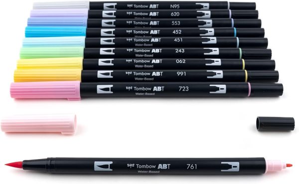 Tombow 56187 Dual Brush Pen Art Markers, Pastel, 10-Pack. Blendable, Brush and Fine Tip Markers-3