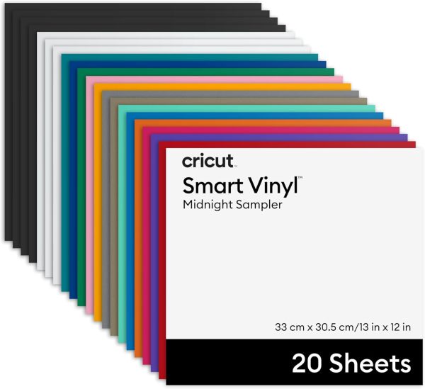 Cricut® Smart Vinyl™ Matless Permanent Vinyl, Colorful Sampler – 13 in x 12 in (20 ct) vinyl