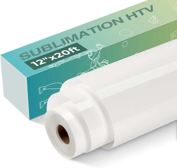 HTVRONT Clear Sublimation HTV Vinyl Matte 12" X 20FT - Sublimation Vinyl High Transfer Rate - Bright Smooth Washable HTV for T-Shirt/Hat/Pillow/Bag sublimation blanks