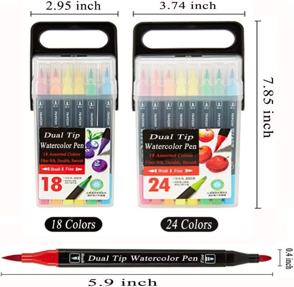 Dual Tip Markers for Kids, Washable Markers Set, Art Marker with Stand Portable Box, Gift For Kids (24 Colours)-4
