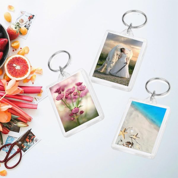 10PCS Acrylic Photo Frame Keychain Holder Photo Insert Blank Keyring Clear Picture Keychain for DIY Craft Photo Display Supplies(2 x 3 In)-3