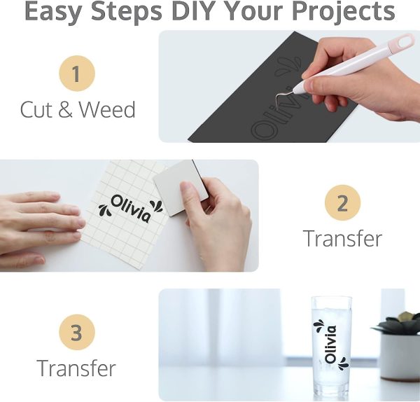 Smart Adhesive Vinyl Permanent Cricut Joy Film: 5.5 X 12 in (36 Packs) Craft Transfer Vinyl Film Plotter Set for Laptops, Phones, Walls vinyl player