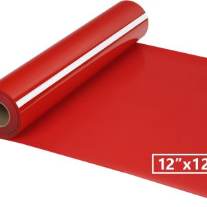 HTV Iron on Vinyl 12Inch by 12ft Roll Heat Transfer Vinyl for T-Shirt HTV Vinyl Rolls for All Cutter Machine - Easy to Cut & Weed for Heat Transfer Design (12ft, Red) 12inch to cm