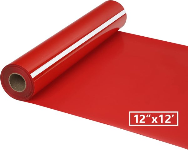 HTV Iron on Vinyl 12Inch by 12ft Roll Heat Transfer Vinyl for T-Shirt HTV Vinyl Rolls for All Cutter Machine - Easy to Cut & Weed for Heat Transfer Design (12ft, Red) 12inch to cm