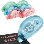 1.5X Longer Scrapbook Tape, 6 Pack Double Sided Tape Roller for Crafts, Adhesive Glue Runner for School Office Teacher Journal Supplies, Glue Roller for Kids and Adults, 240FT Total 5x7 inches in cm