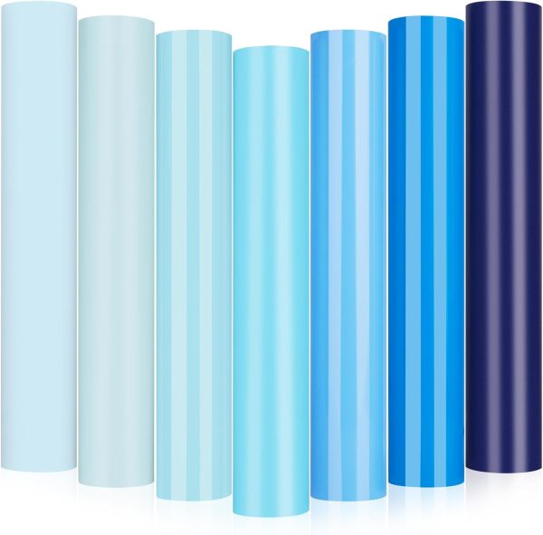 GIRAFVINYL Blue Vinyl, Navy Light Blue Permanent Vinyl - 12”x12” 7 Pack Viyln heets for Decal, Signs, Tumblers, Easy to Cut & Water-Proof navy pier