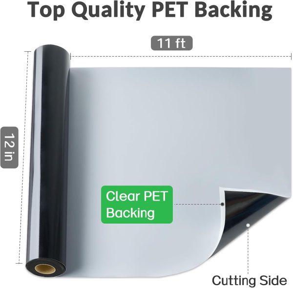 Black Permanent Vinyl - Glossy Black Adhesive Vinyl Roll for All Cutting Machine, Permanent Outdoor 12" x11FT for Decor Sticker, Car Decal, Scrapbooking, Signs, Glossy & Waterproof-1