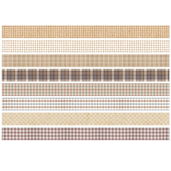 YUBX Vintage Washi Tape Set 8 Rolls Thin Retro Decorative Antique Patterns Masking Tapes for Arts, DIY Crafts, Journals, Planners, Scrapbook, Wrapping (Retro Plaid)-2