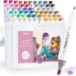 Ohuhu Alcohol Markers: 60 Colors Slim Broad and Fine Double Tipped Kaala Marker for Artists Adults Coloring Drawing Cartoon Anime Comic - Professional Art Pens with Ink Refillable Giftable Pen Set colors in spanish
