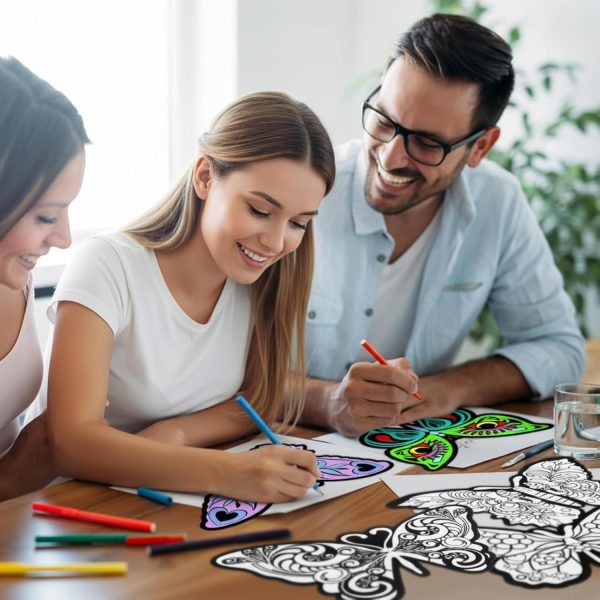 Motipuns 24 Pcs Butterflies Velvet Coloring Fuzzy Color Your Own Velvet Butterflies DIY Posters for Crafts and Arts Family Craft Project Party Favors and Activities(Classic Style)-4