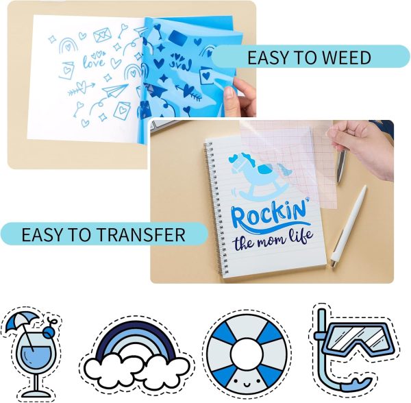 GIRAFVINYL Blue Vinyl, Navy Light Blue Permanent Vinyl - 12”x12” 7 Pack Viyln heets for Decal, Signs, Tumblers, Easy to Cut & Water-Proof girafvinyl craft vinyl