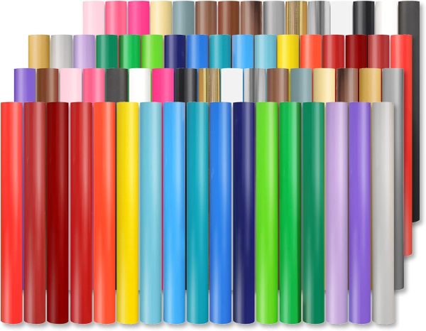 Lya Vinyl 65 Pack Permanent Vinyl, Self Adhesive Vinyl Sheets for Cutting Machine, Permanent Outdoor Sheets for Party Decoration, Sticker, DIY Mug, Car Decal packback