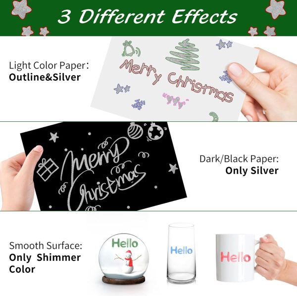 Outline Markers 12 Shimmer Markers Glitter Pens,Christmas Stockings for Teen Girl Gifts,Metallic Pens for Christmas Gift, Making Card,Super Squiggles Marker for Cute Arts School Supplies-2