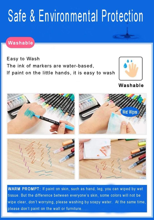 Dual Tip Markers for Kids, Washable Markers Set, Art Marker with Stand Portable Box, Gift For Kids (24 Colours) dua lipa