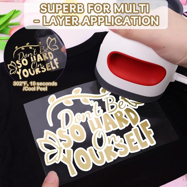 WRAPXPERT Gold HTV Light Gold Heat Transfer Vinyl Roll,12''x5ft Iron on Vinyl, Champagne Heat Press Vinyl for T-Shirts, Fabrics, Easy to Transfer & Cut wrapxpert craft vinyl