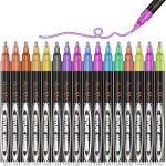 Aen Art Double Line Markers Outline Pens, Squiggles Shimmer Outline Marker Set, 16 Colors Doodle Shimmer Pen for Drawing, Making Card, Craft Project markers and minions