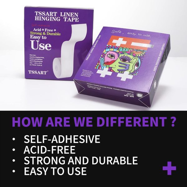 Linen Hinging Tape - Self-Adhesive Hinging Tape for Prints Matte Frames, Artwork Matting - Acid Free 1.25inch x 35ft linen shirt