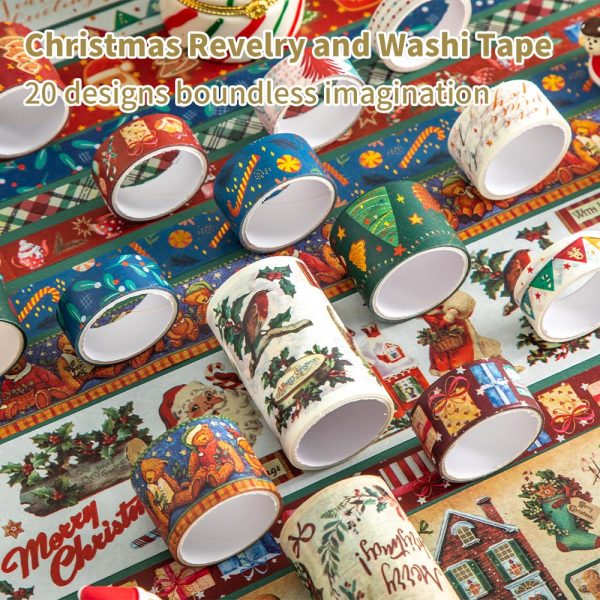 Christmas Theme Washi Tape Set, 20 Rolls Christmas Theme Washi TapeWritable Decorative Tapes for Scrapbooking, Bible Journaling, Bullet Journaling, 0.6"x79" per Roll washington