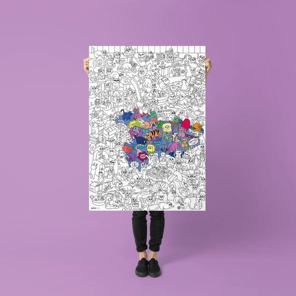 Omy Giant Coloring Poster – Kitty | Fun and Creative Coloring Activity | Extra-Large Poster to Color Alone or with Others | Easy-to-Frame Format | from 3 Years Old coloring pages