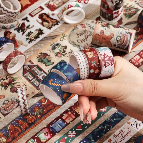 Christmas Theme Washi Tape Set, 20 Rolls Christmas Theme Washi TapeWritable Decorative Tapes for Scrapbooking, Bible Journaling, Bullet Journaling, 0.6"x79" per Roll-4