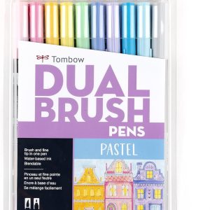 Tombow 56187 Dual Brush Pen Art Markers, Pastel, 10-Pack. Blendable, Brush and Fine Tip Markers tombow pencil