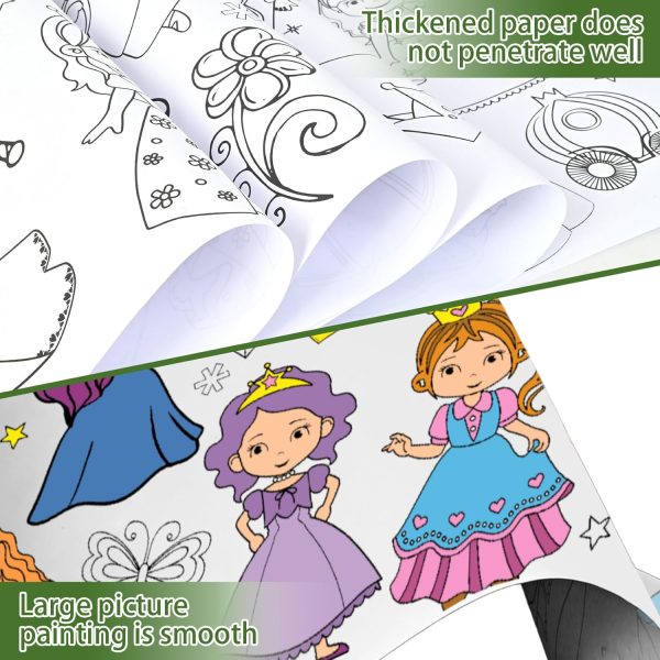 Nicime 118 * 11.8inch Cute Princess Coloring Roll, DIY Drawing Roll for Kid, Children Painting Paper for Classroom Home Wall Supplies Favor-2
