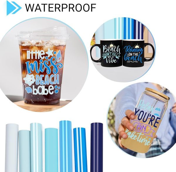 GIRAFVINYL Blue Vinyl, Navy Light Blue Permanent Vinyl - 12”x12” 7 Pack Viyln heets for Decal, Signs, Tumblers, Easy to Cut & Water-Proof-4