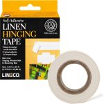 Lineco Self-Adhesive Linen Hinging Tape, 1.25 Inch x 35 Feet, Neutral pH Acrylic Adhesive, Acid-Free, Hinging Artwork, White hanging indent