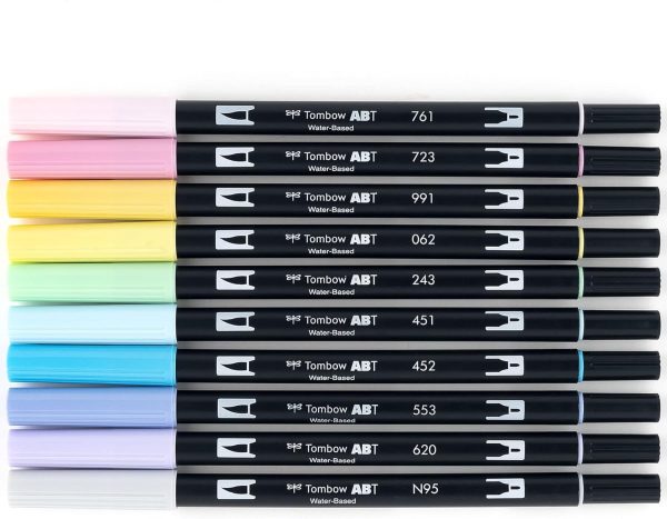 Tombow 56187 Dual Brush Pen Art Markers, Pastel, 10-Pack. Blendable, Brush and Fine Tip Markers 56187 sherri hill