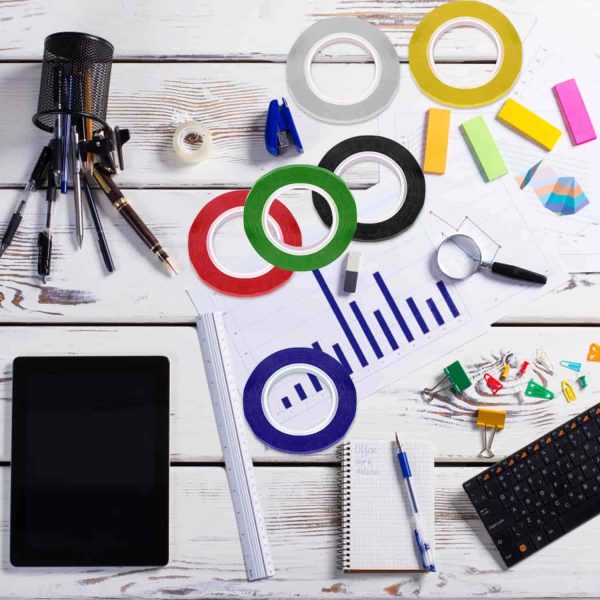 cridoz 6 Rolls 1/8 Whiteboard Tape Thin White Board Tape Lines Pinstripe Dry Erase Art Tape Graphic Chart Grid Electrical Tape, 108 Feet Per Roll-4