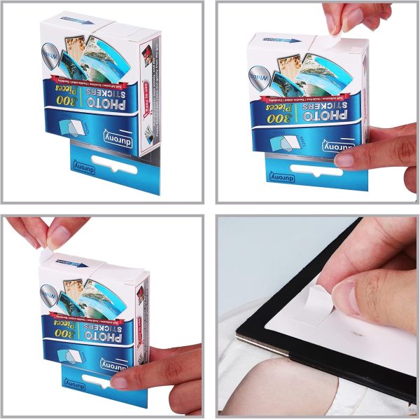 Durony 300 Pieces Photo Sticker White Double-Sided Self Adhesive Photo Tapes for Pictures DIY Photo Album Journal durony photo stickers