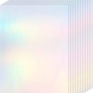 Clabby 36 Sheets Holographic Sticker Paper A4 Vinyl Holographic Laminate Sheets Self Adhesive Waterproof Transparent Film, 11.7 x 8.3 inches(Colorful)-0