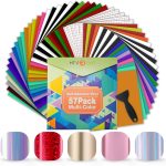HTVRONT Permanent Vinyl - 57 Pack 12" x 12" Permanent Adhensive Vinyl Bundle Compatible with Cricut Cutting Machine, 52 Adhensive Sheets and 5 Transfer Tape Sets for Party Decoration, Stiker htvront dtf