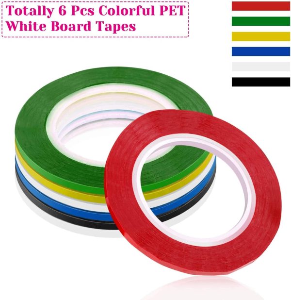 cridoz 6 Rolls 1/8 Whiteboard Tape Thin White Board Tape Lines Pinstripe Dry Erase Art Tape Graphic Chart Grid Electrical Tape, 108 Feet Per Roll cridoz store