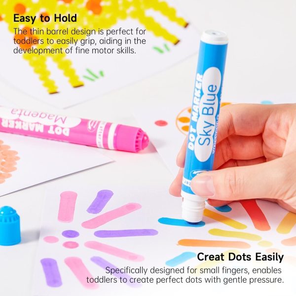 Shuttle Art Dot Markers, 12 Colors Washable Markers for Toddlers,Bingo Daubers Supplies Kids Preschool Children, Non Toxic Water-Based shuttle art