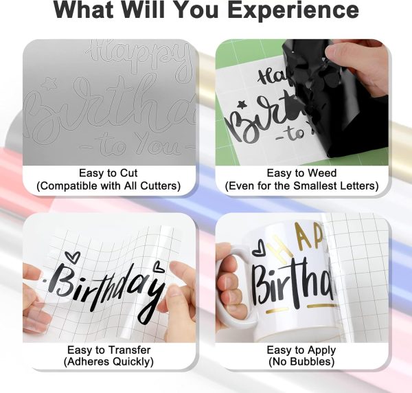 Black Permanent Vinyl - Glossy Black Adhesive Vinyl Roll for All Cutting Machine, Permanent Outdoor 12" x11FT for Decor Sticker, Car Decal, Scrapbooking, Signs, Glossy & Waterproof-4