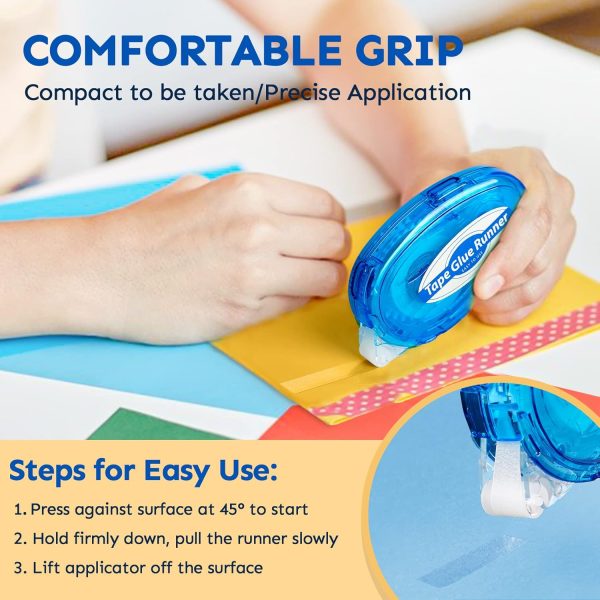 12 Pack Double Sided Tape Roller, 8mm x 315 Inch Permanent Adhesive Scrapbook Tape Dispenser Runner, Glue Tape Roller for Scrapbooking, Crafts and Arts Projects, Photo-Safe, Smooth & Clean-4