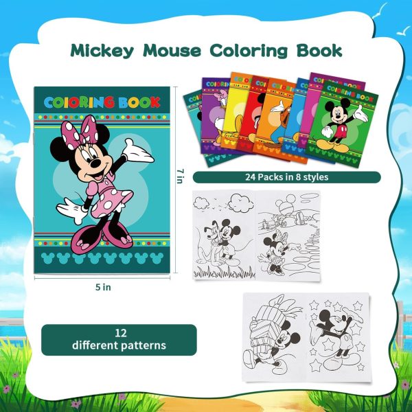 Mickey Birthday Party Supplies, 24Pcs Mouse Coloring Books for Minnie Birthday Party Gifts, Goodie Bag Stuffers, Classroom Rewards, 8 Styles birthday dress