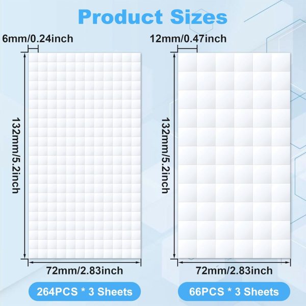 Joez Wonderful 6 Sheets Foam Adhesive Squares, 990pcs Total Double Sided Self Adhesive Circles, Precut Squares Strips Foam Tape for DIY Arts & Crafts, 2 Sizes (0.47in/12mm, 0.24in/6mm) wonderful cafe san leandro