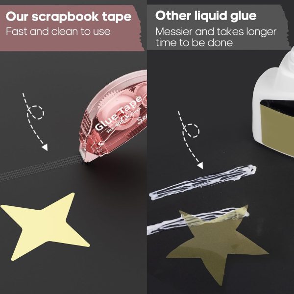 1.5X Longer Scrapbook Tape, 6 Pack Double Sided Tape Roller for Crafts, Adhesive Glue Runner for School Office Teacher Journal Supplies, Glue Roller for Kids and Adults, 240FT Total-2