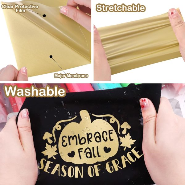 WRAPXPERT Gold HTV Light Gold Heat Transfer Vinyl Roll,12''x5ft Iron on Vinyl, Champagne Heat Press Vinyl for T-Shirts, Fabrics, Easy to Transfer & Cut lighthouse