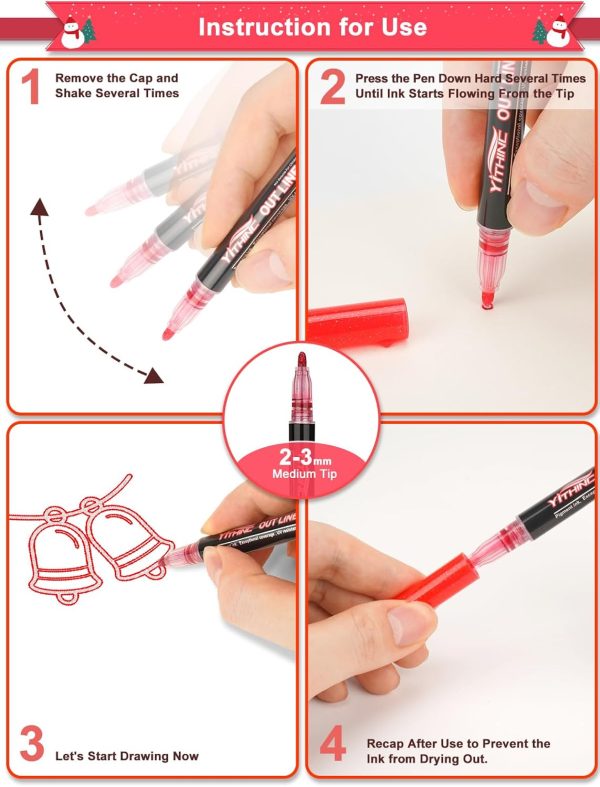 Outline Shimmer Markers, Christmas Stocking Stuffers for Tween Teen Girls Gifts Trendy Stuff, 12 Glitter Metallic Gel Pens Coloring, Arts Crafts Supplies Kits for Kids Boys Ages 4, 6, 8, 10, 12 outline