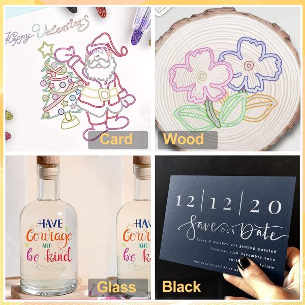 Double Line Outline Markers 24 Colors Super Squiggles Glitter Markers Self Outline Metallic Marker, Doodle Shimmer Marker Drawing Pens for Christmas Greeting Card, Birthday Gift, DIY Art Crafts-4