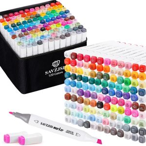 120 Colors Alcohol Markers, Dual Tips Alcohol-Based Art Markers for Kids and Adults in Coloring, Painting (Fine & Broad-0