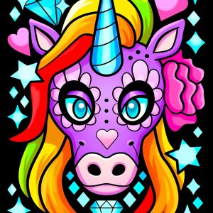 Unicorn Diamond - Fuzzy Coloring Poster - All Ages Coloring for Kids, Toddlers, Teens, and Adults (Great for Arts and Crafts Coloring Time, After School, or as a Family Activity)-0