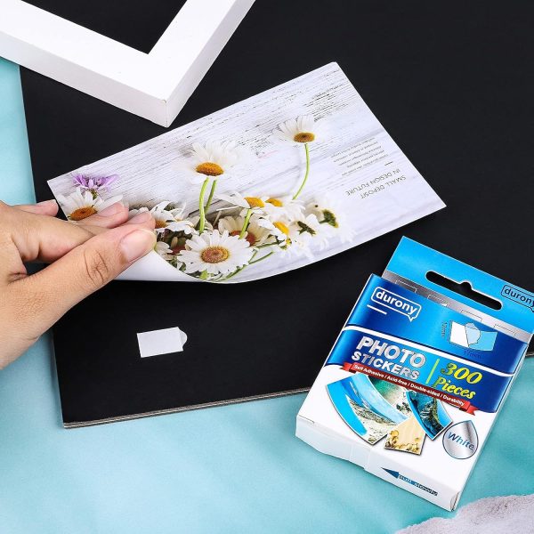 Durony 300 Pieces Photo Sticker White Double-Sided Self Adhesive Photo Tapes for Pictures DIY Photo Album Journal-3